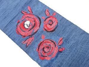 リサイクル　手織り紬薔薇模様織出し名古屋帯